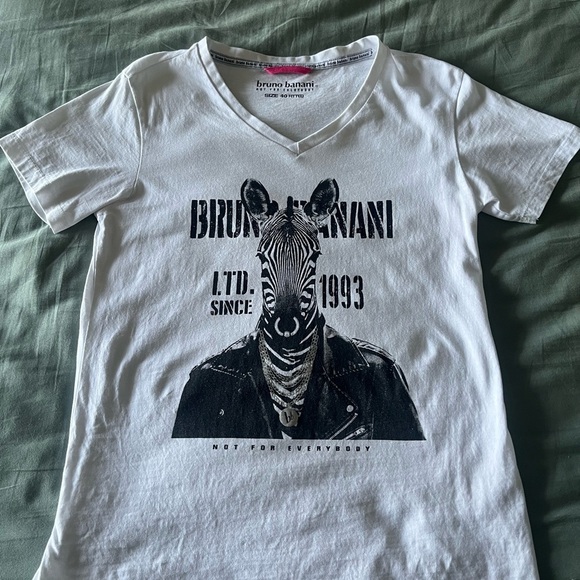 Bruno Banani White V-Neck T-Shirt with Zebra Print - Picture 3 of 3